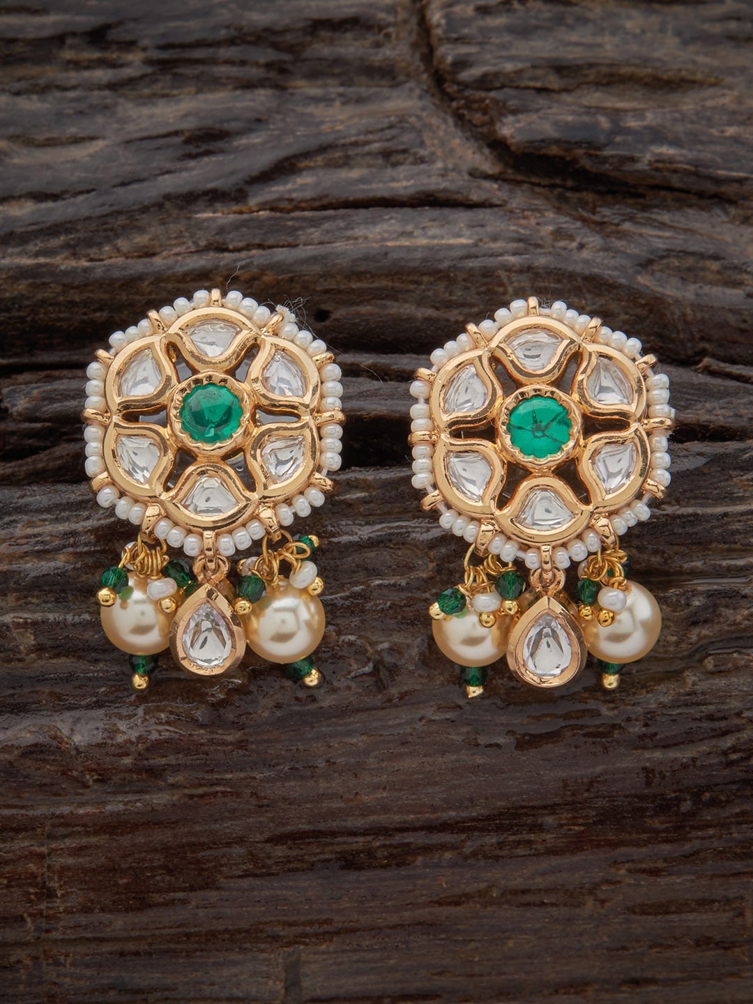 

Kushal's Fashion Jewellery Gold-Plated Contemporary Studs Earrings, Green