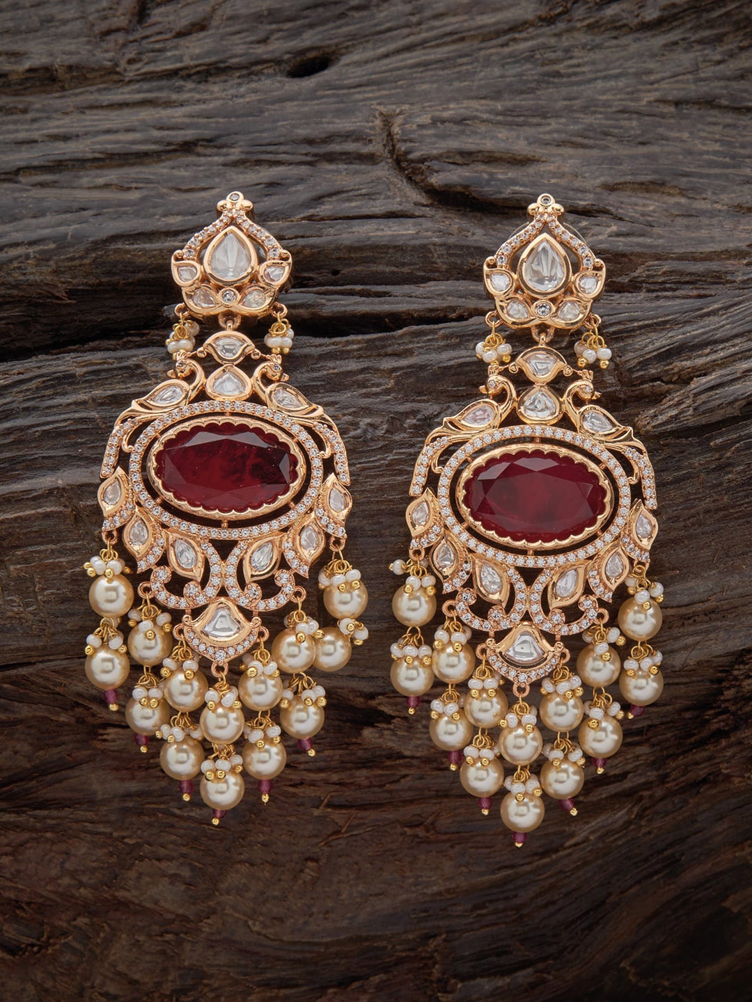 

Kushal's Fashion Jewellery Gold-Plated Contemporary Drop Earrings, White