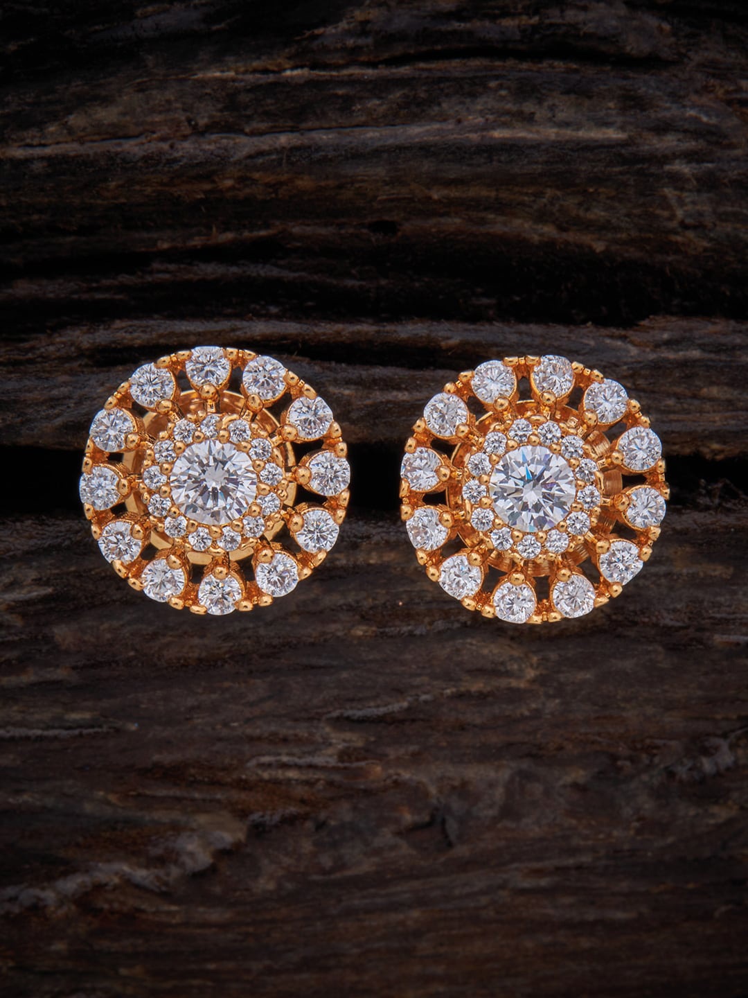 

Kushal's Fashion Jewellery Gold-Plated Zircon Circular Studs Earrings, White