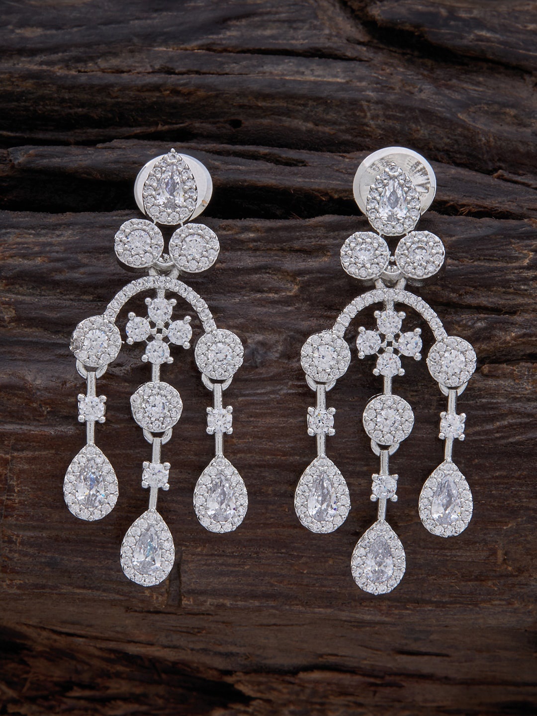 

Kushal's Fashion Jewellery Rhodium Plated Contemporary Drop Earrings, White