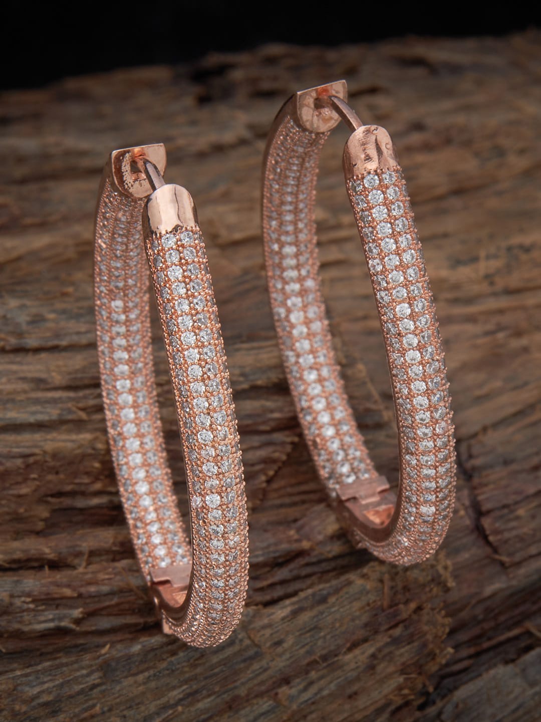 

Kushal's Fashion Jewellery Rose Gold-Plated Contemporary Hoop Earrings, White