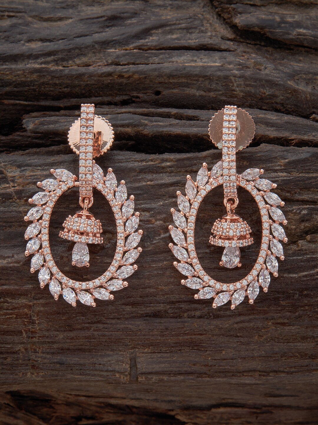 

Kushal's Fashion Jewellery Rose Gold-Plated Contemporary Drop Earrings, White