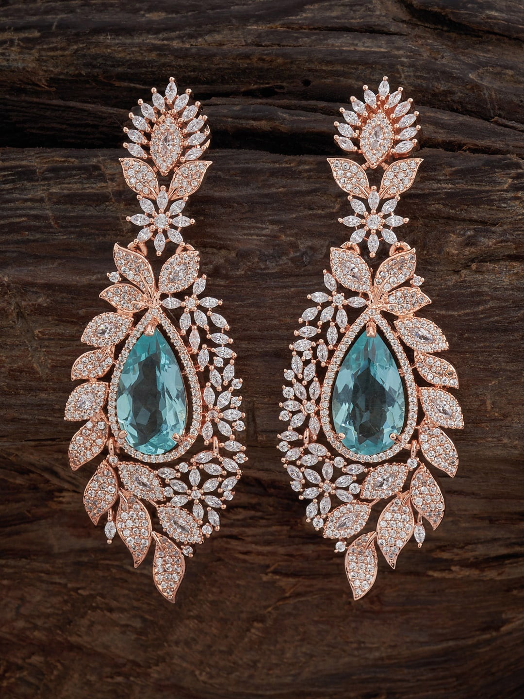 

Kushal's Fashion Jewellery Rose Gold-Plated Teardrop Shaped Drop Earrings, White