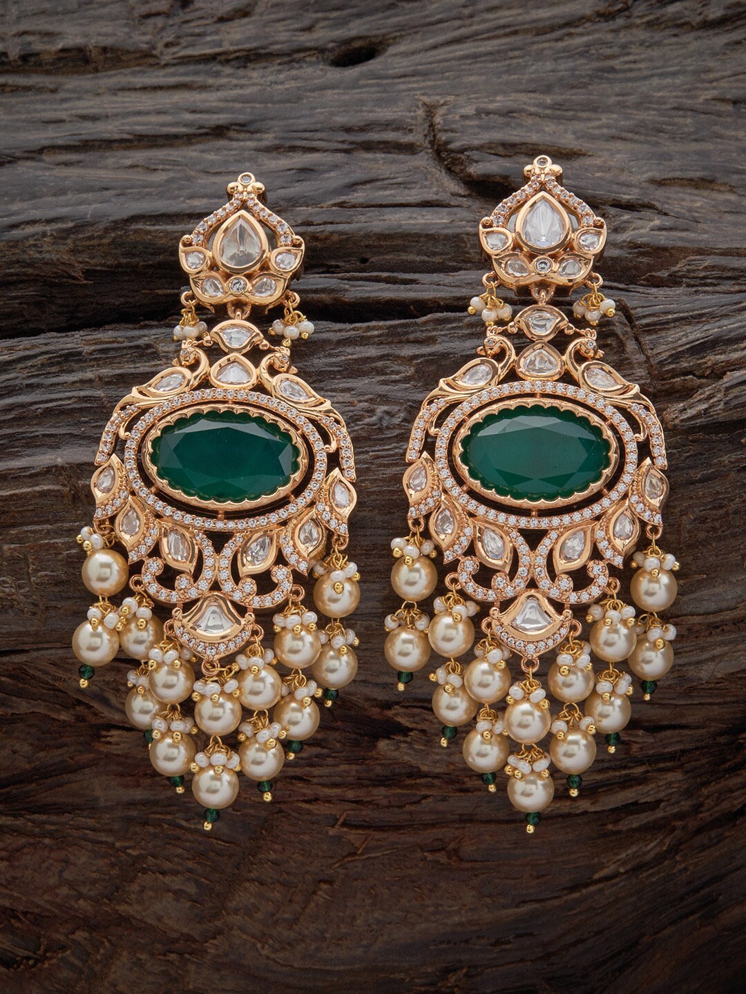 

Kushal's Fashion Jewellery Gold-Plated Contemporary Drop Earrings, Green