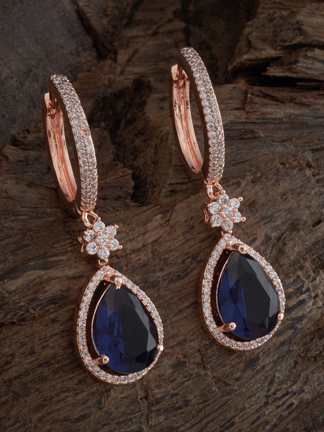 

Kushal's Fashion Jewellery Rose-Gold-Plated Drop Earrings, Blue