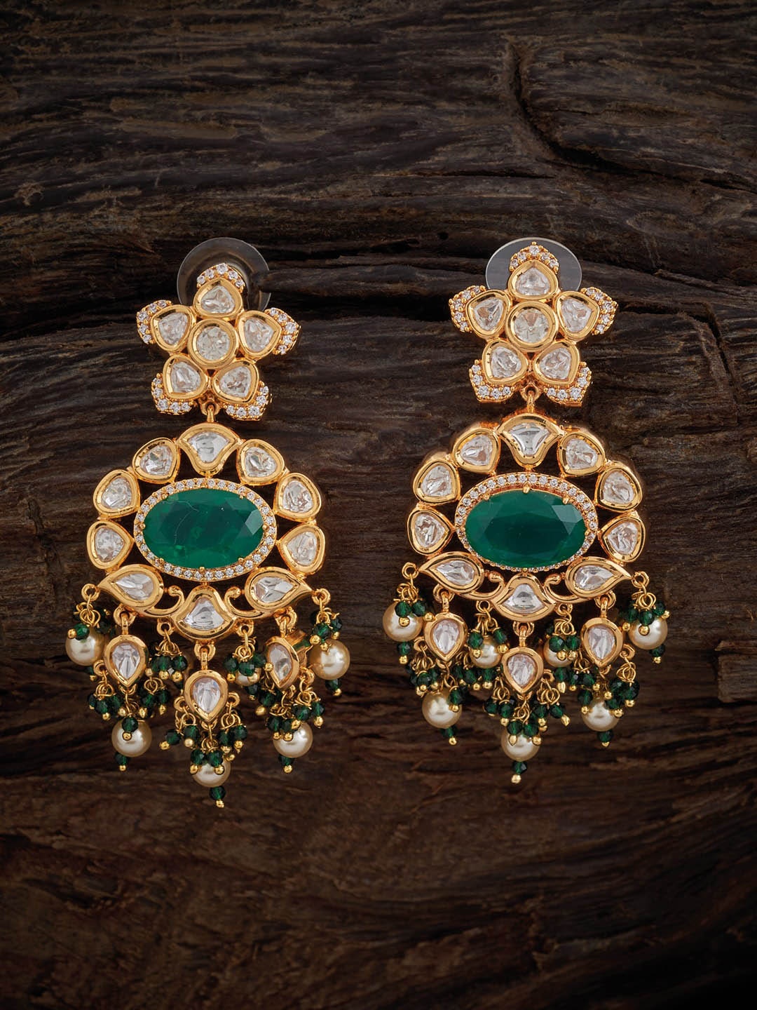 

Kushal's Fashion Jewellery Gold Plated Contemporary Chandbalis Earrings, Green