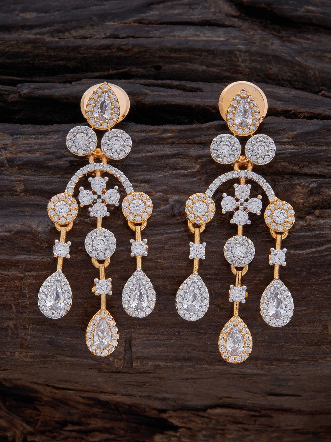 

Kushal's Fashion Jewellery Gold-Plated Contemporary Drop Earrings, White