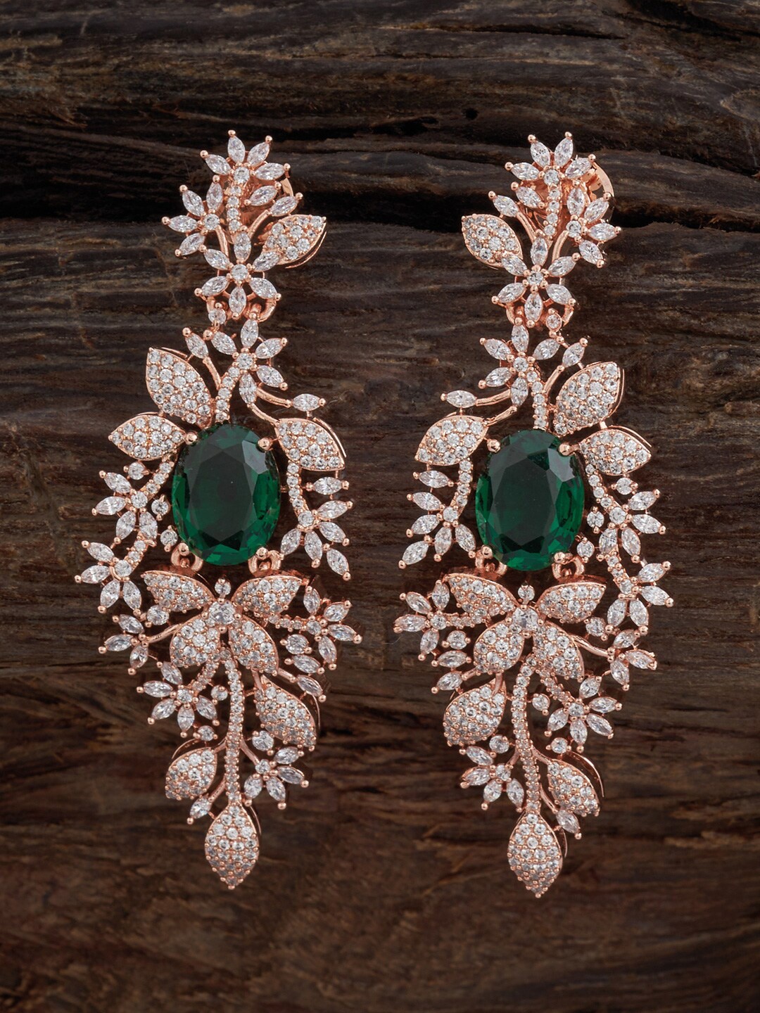 

Kushal's Fashion Jewellery Rose Gold-Plated Contemporary Drop Earrings, Green