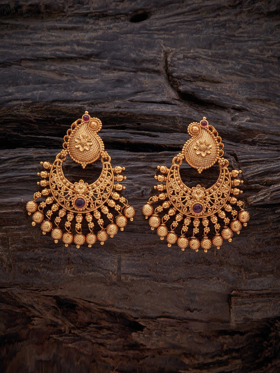 

Kushal's Fashion Jewellery Gold-Plated Contemporary Drop Earrings, Red