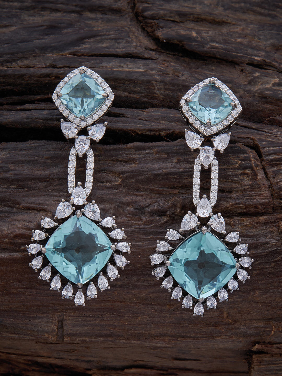 

Kushal's Fashion Jewellery Rhodium-Plated Contemporary Drop Earrings, Sea green