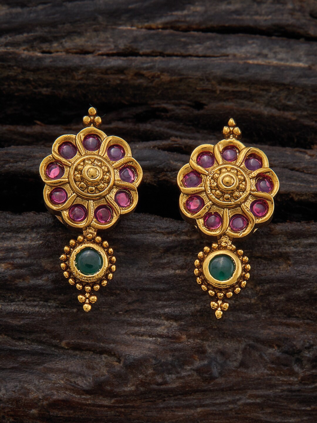 

Kushal's Fashion Jewellery Gold-Plated Stone-Studded Contemporary Drop Earrings, Pink