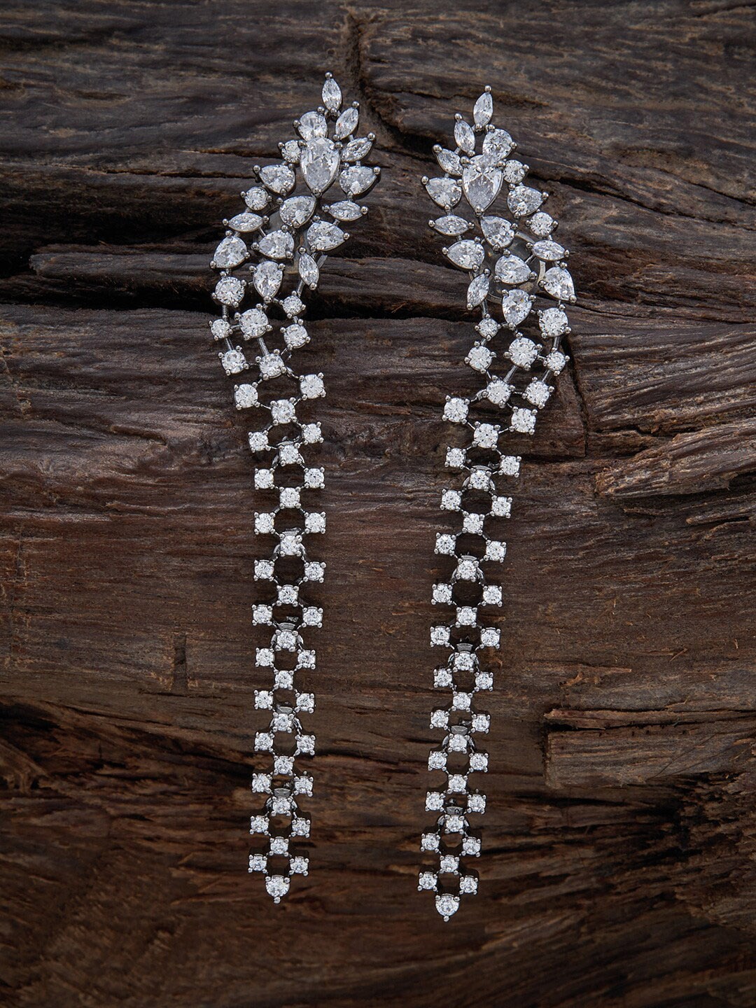 

Kushal's Fashion Jewellery Rhodium-Plated Contemporary Drop Earrings, White