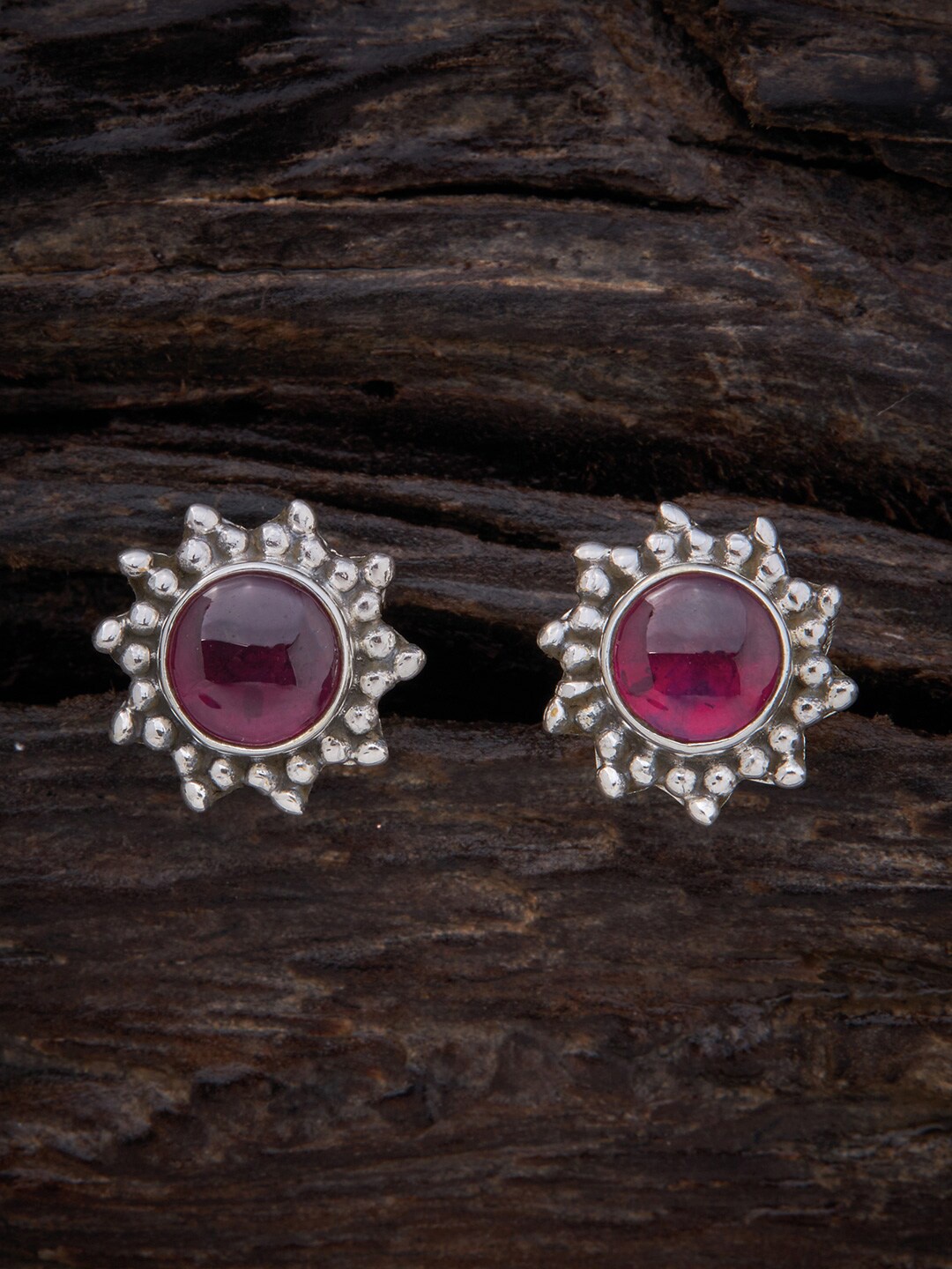 

Kushal's Fashion Jewellery 92.5 Pure Silver & Rhodium-Plated Contemporary Studs Earrings, Pink
