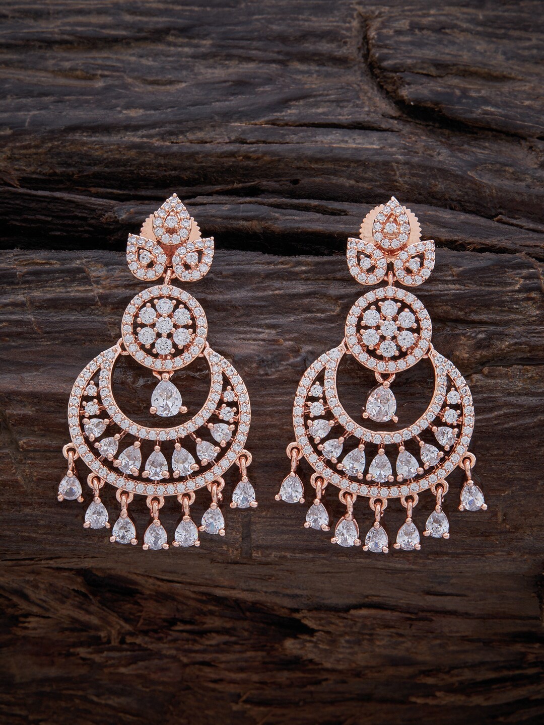

Kushal's Fashion Jewellery Rose Gold-Plated Contemporary Drop Earrings, White