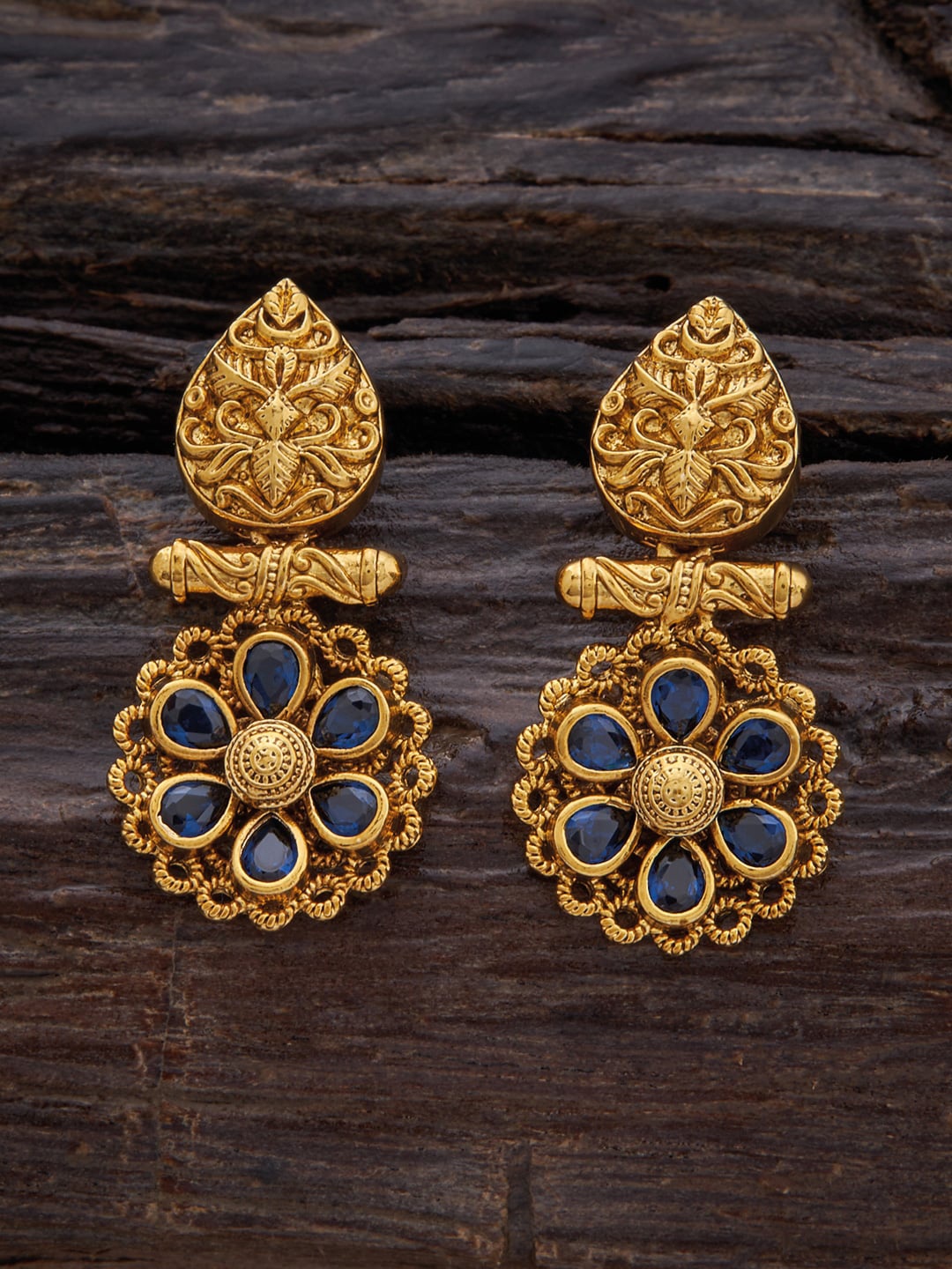 

Kushal's Fashion Jewellery Gold-Plated Contemporary Drop Earrings, Blue