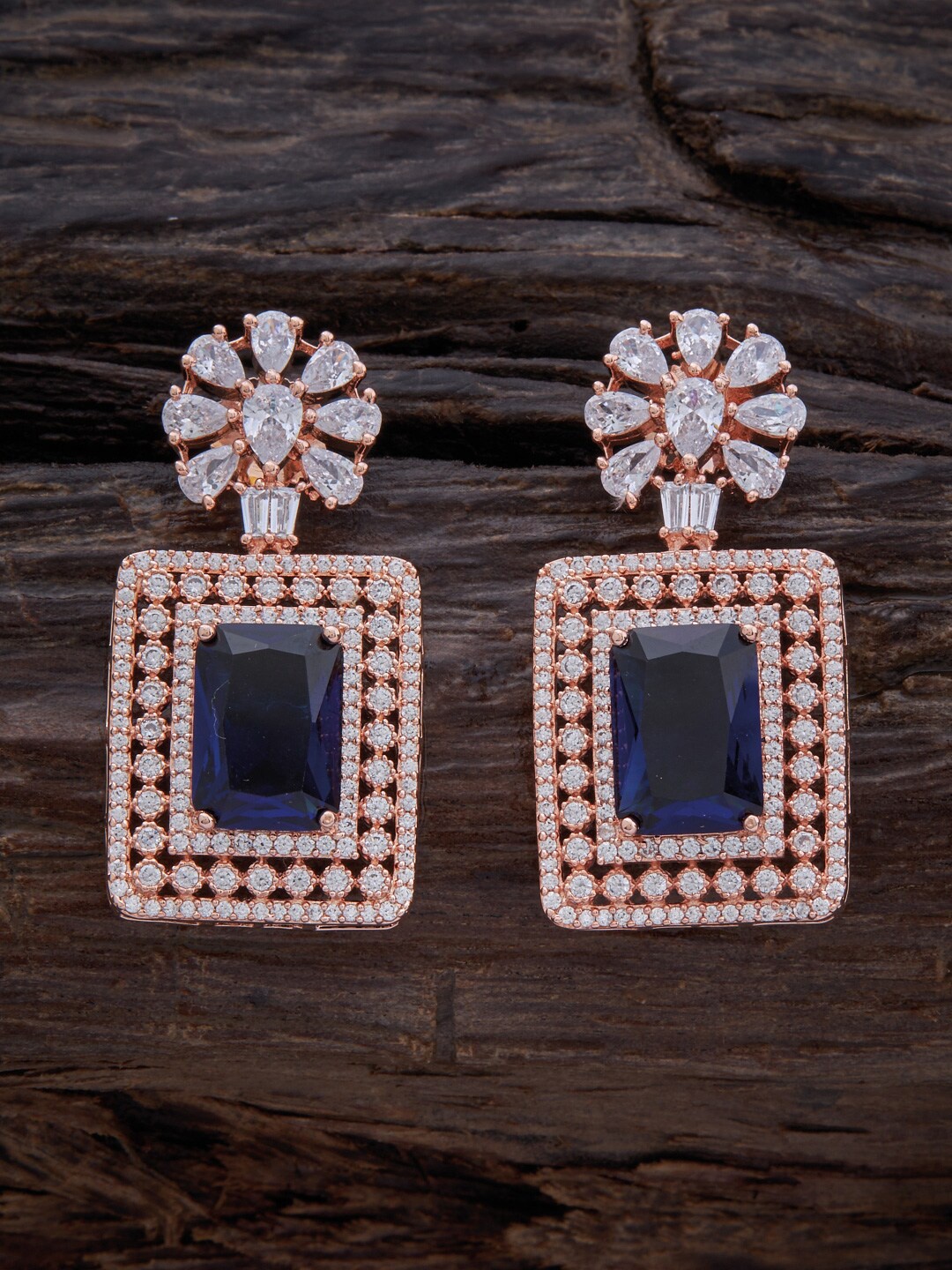

Kushal's Fashion Jewellery Rose Gold-Plated Contemporary Drop Earrings, Blue