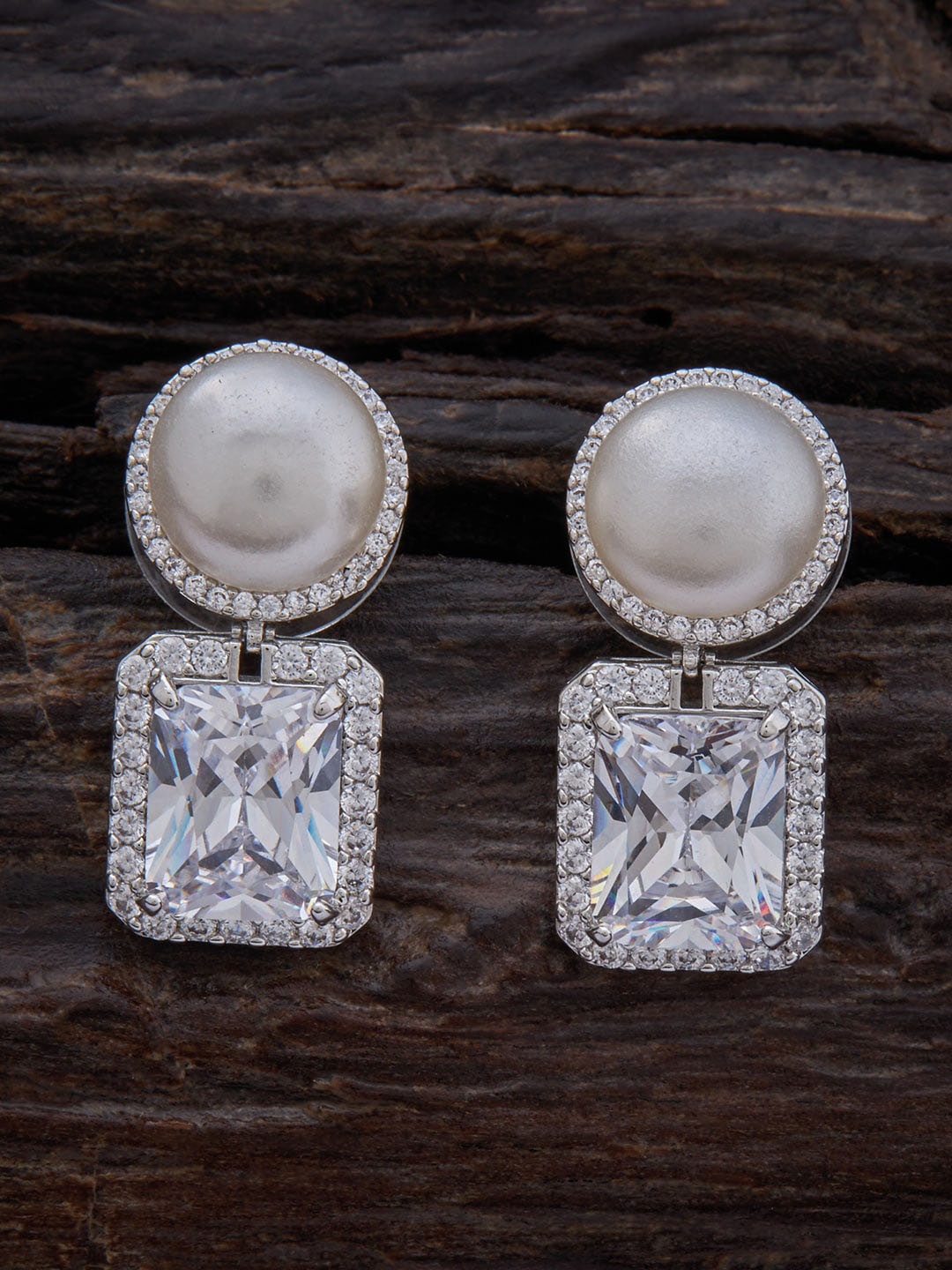 

Kushal's Fashion Jewellery Rhodium-Plated Contemporary Drop Earrings, White