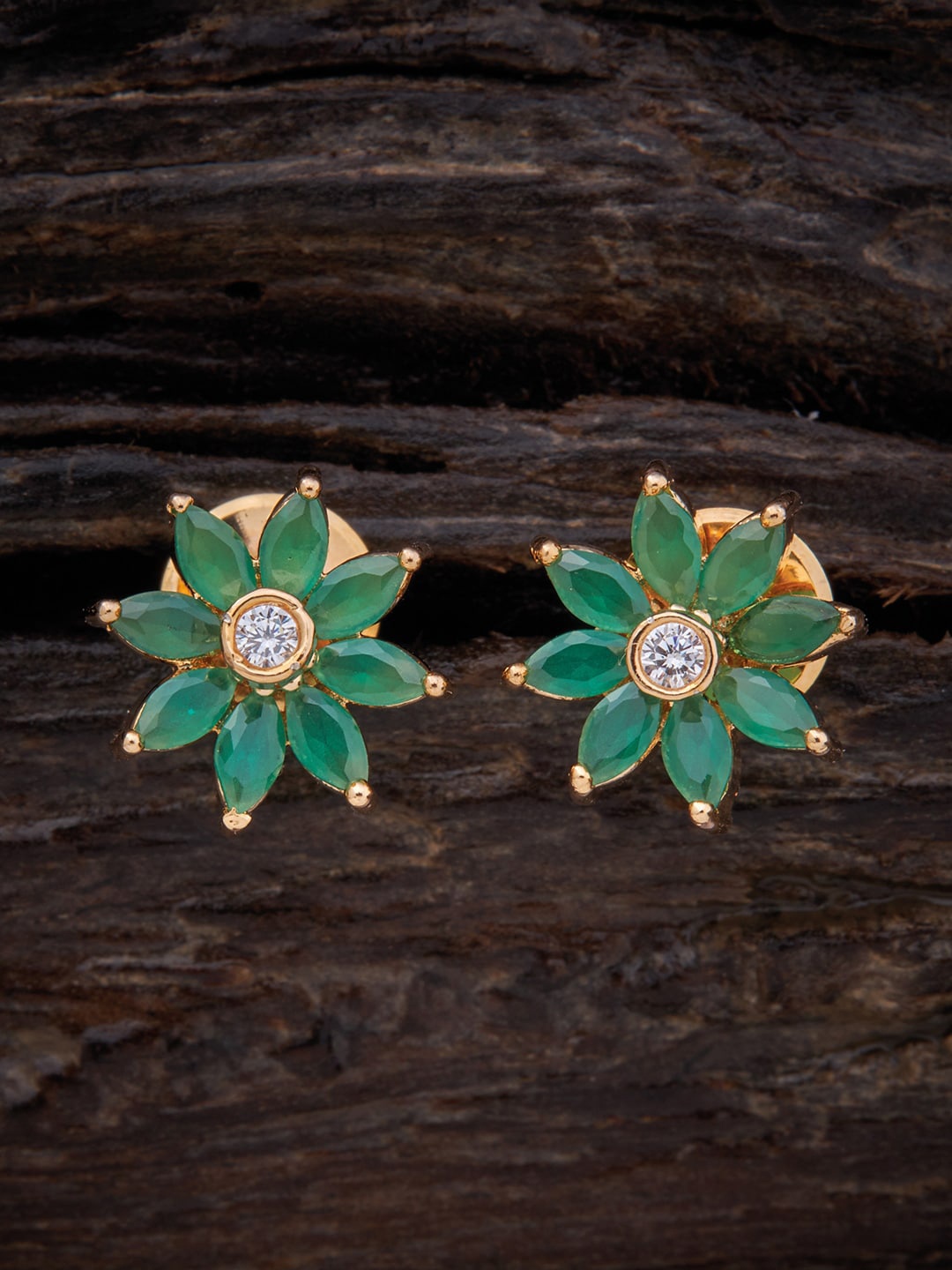 

Kushal's Fashion Jewellery Gold-Plated Contemporary Studs Earrings, Green