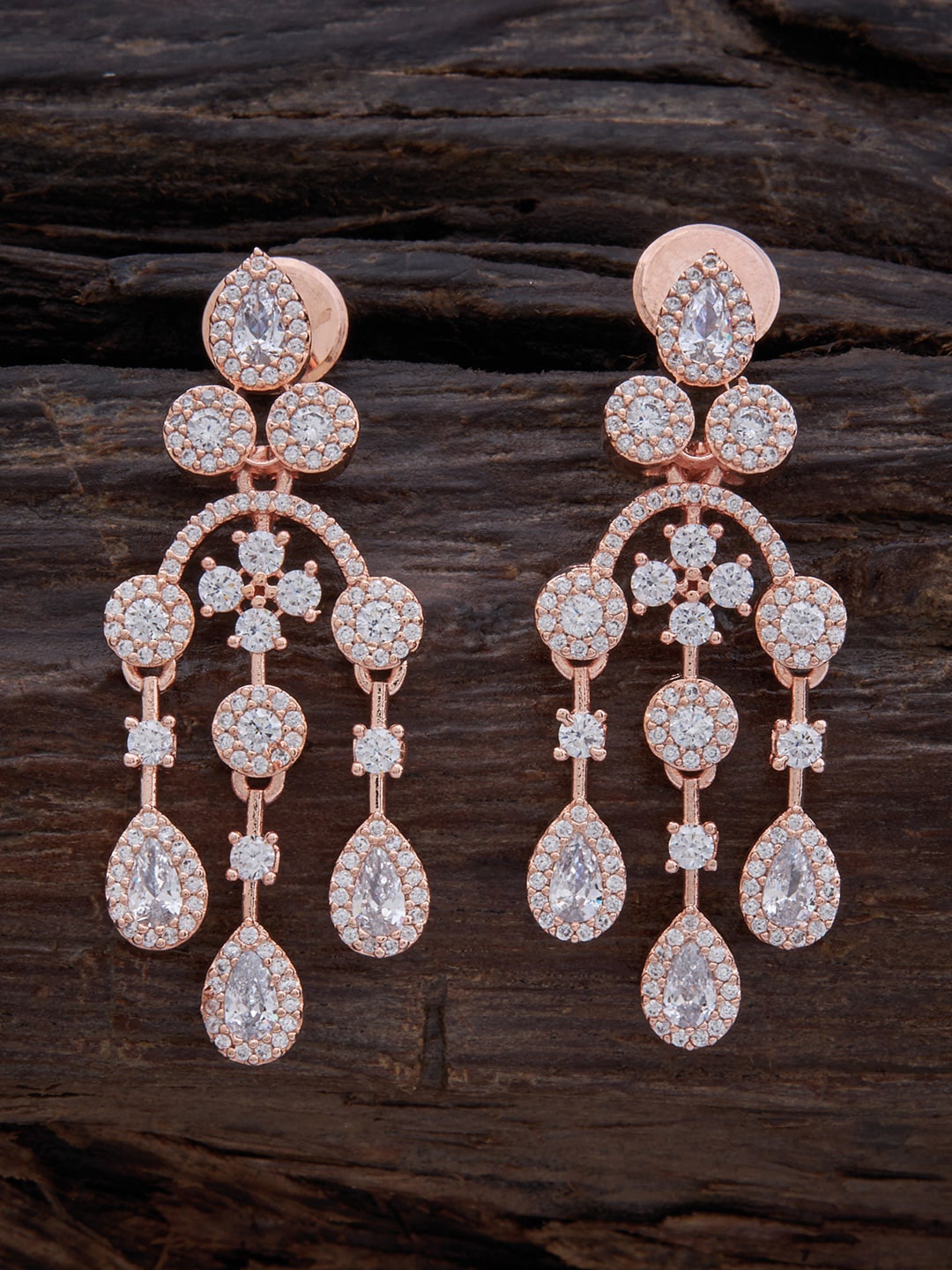 

Kushal's Fashion Jewellery Rose Gold-Plated Contemporary Drop Earrings, White