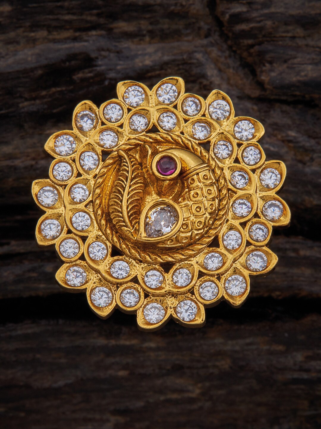 

Kushal's Fashion Jewellery Gold-Plated Stone-Studded Adjustable Finger Ring, Pink