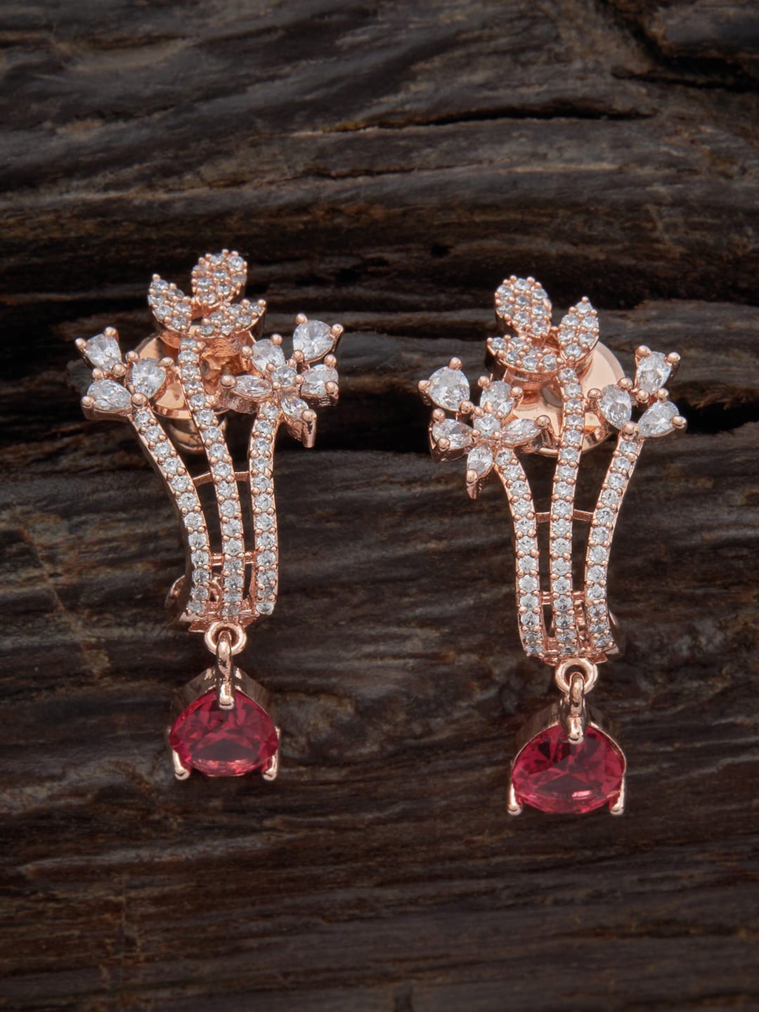 

Kushal's Fashion Jewellery Rose Gold-Plated Circular Half Hoop Earrings, White