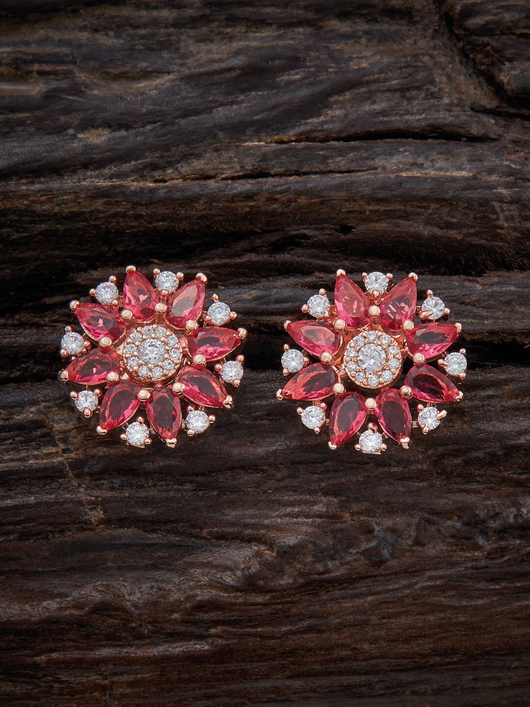 

Kushal's Fashion Jewellery Rose Gold Plated Contemporary Stud Earrings, Red