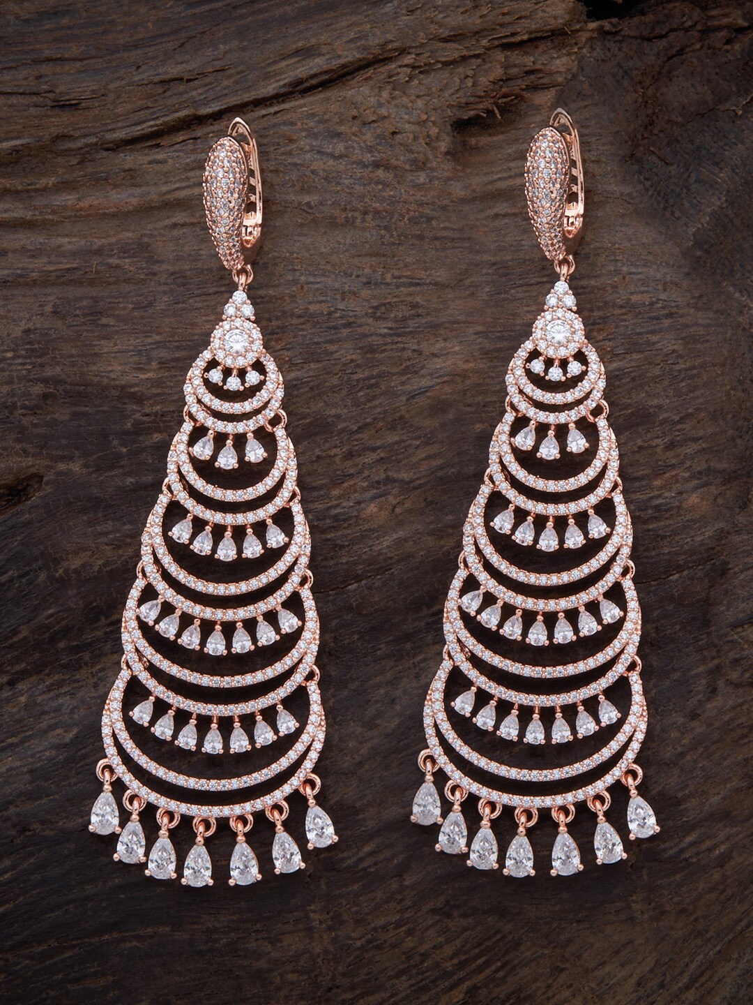 

Kushal's Fashion Jewellery Rose Gold-Plated Contemporary Drop Earrings, White