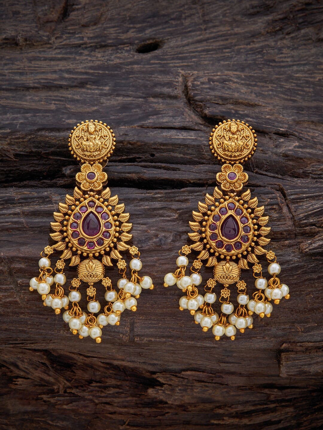 

Kushal's Fashion Jewellery Artificial Stones & Beads Contemporary Jhumkas Earrings, Red