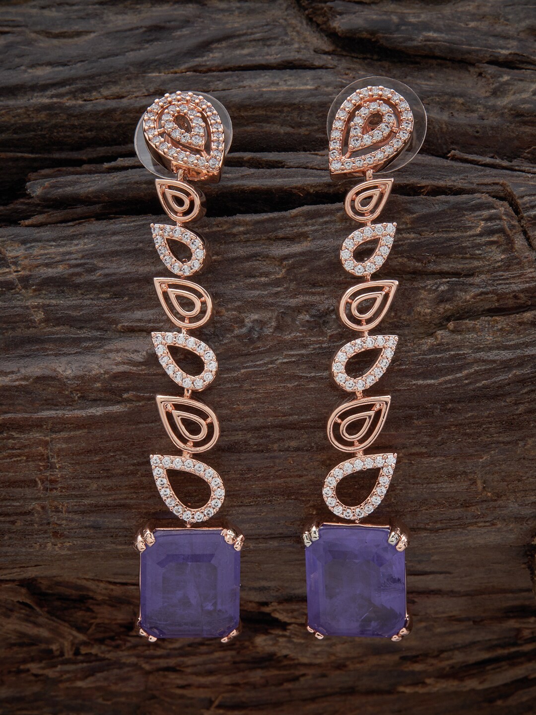

Kushal's Fashion Jewellery Rose Gold-Plated Contemporary Drop Earrings, Lavender
