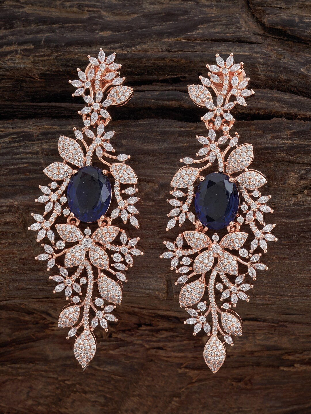 

Kushal's Fashion Jewellery Rose Gold-Plated Contemporary Drop Earrings, Blue