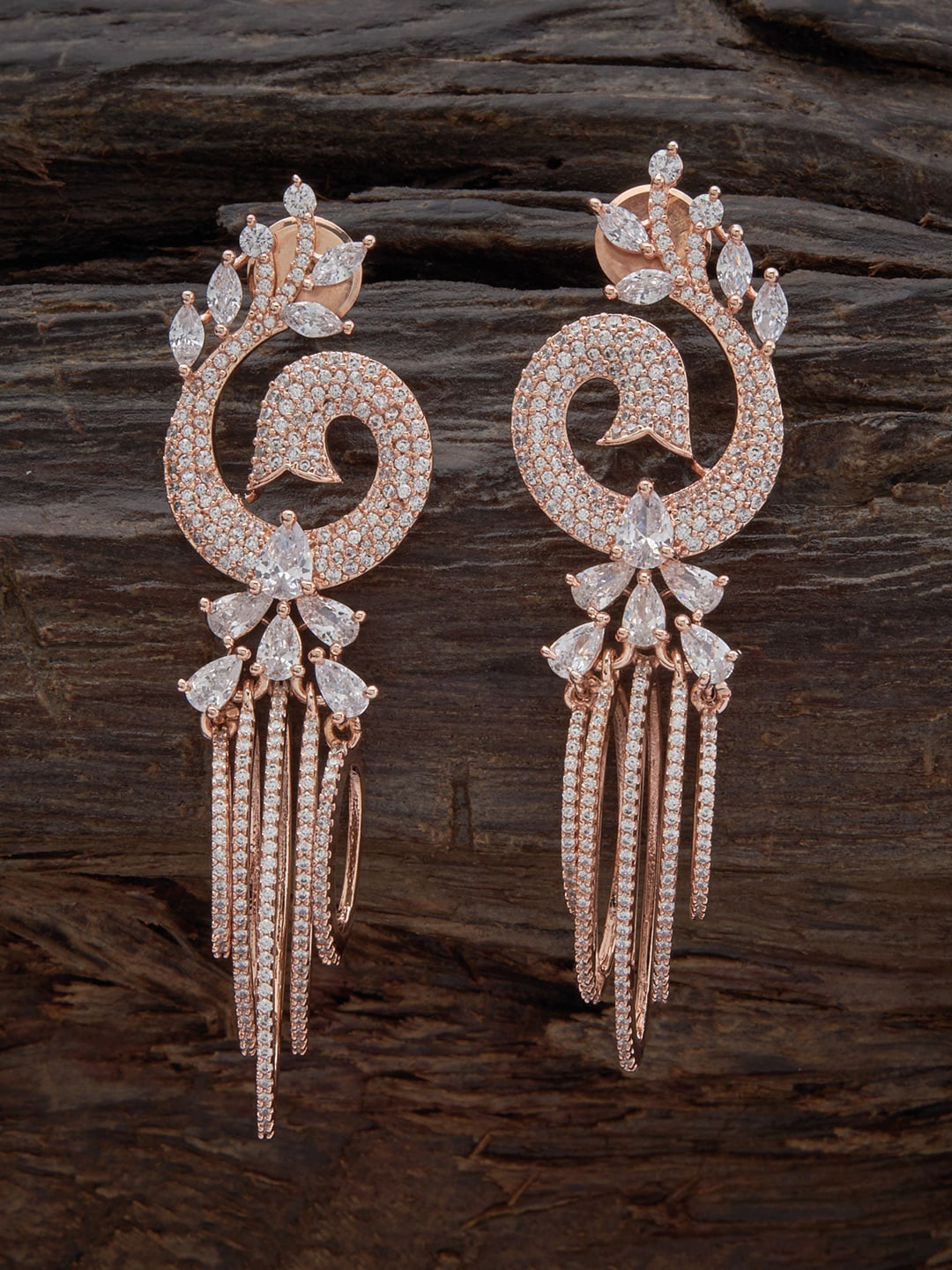 

Kushal's Fashion Jewellery Rose Gold-Plated Contemporary Drop Earrings, White