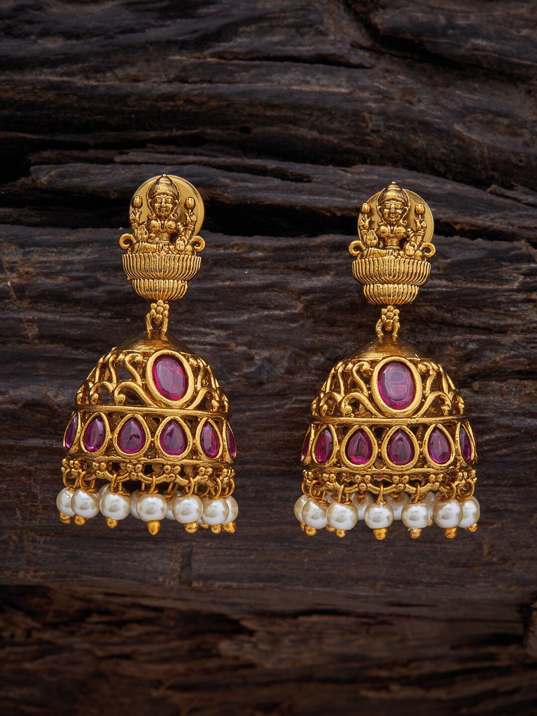 

Kushal's Fashion Jewellery Contemporary Jhumkas Earrings, Red