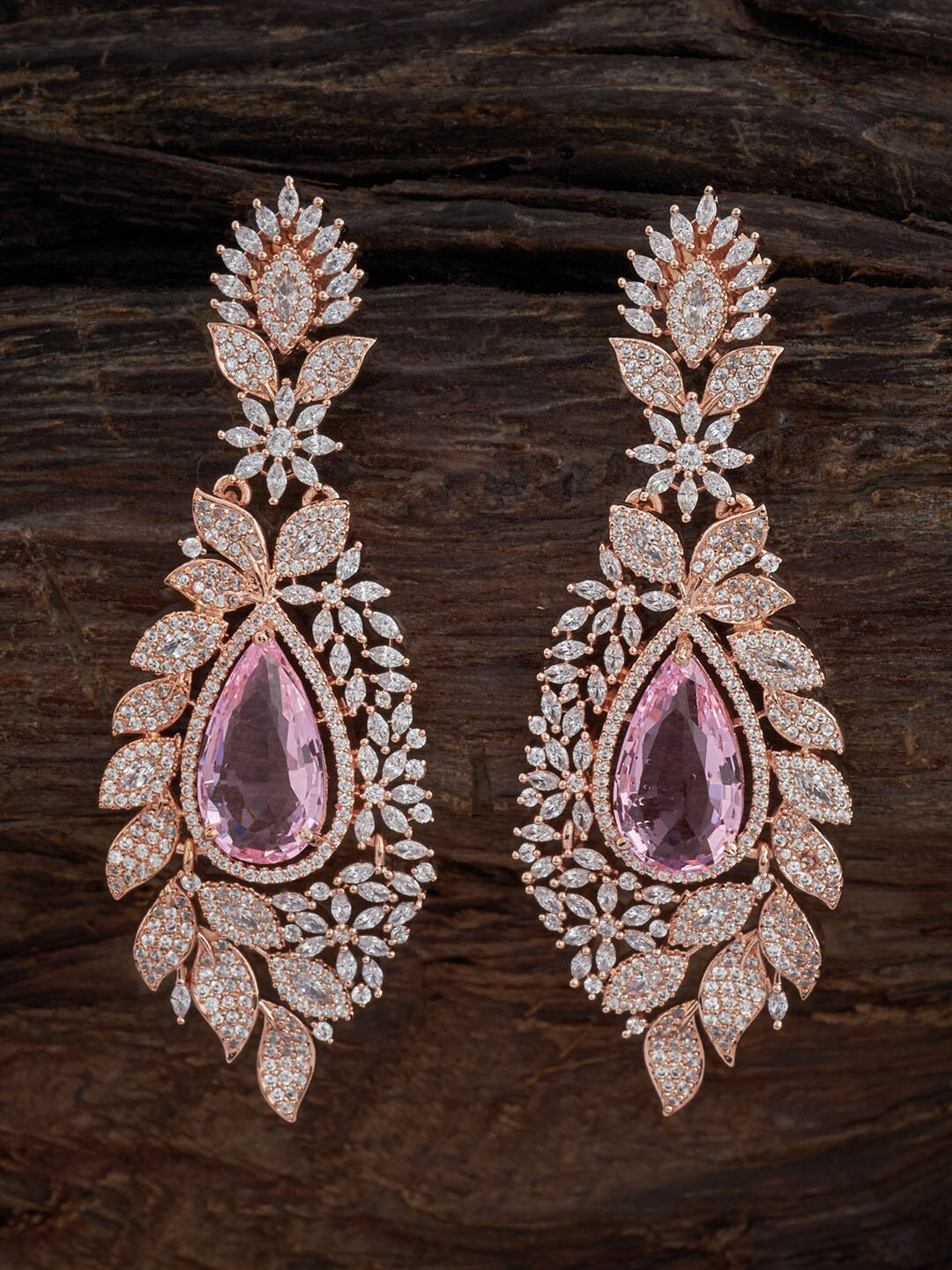 

Kushal's Fashion Jewellery Rose Gold-Plated Contemporary Drop Earrings, Pink