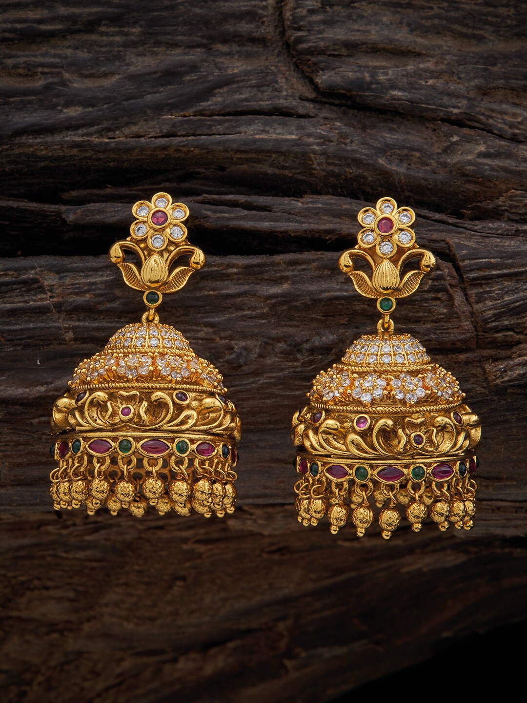 

Kushal's Fashion Jewellery Contemporary Jhumkas Earrings, Red