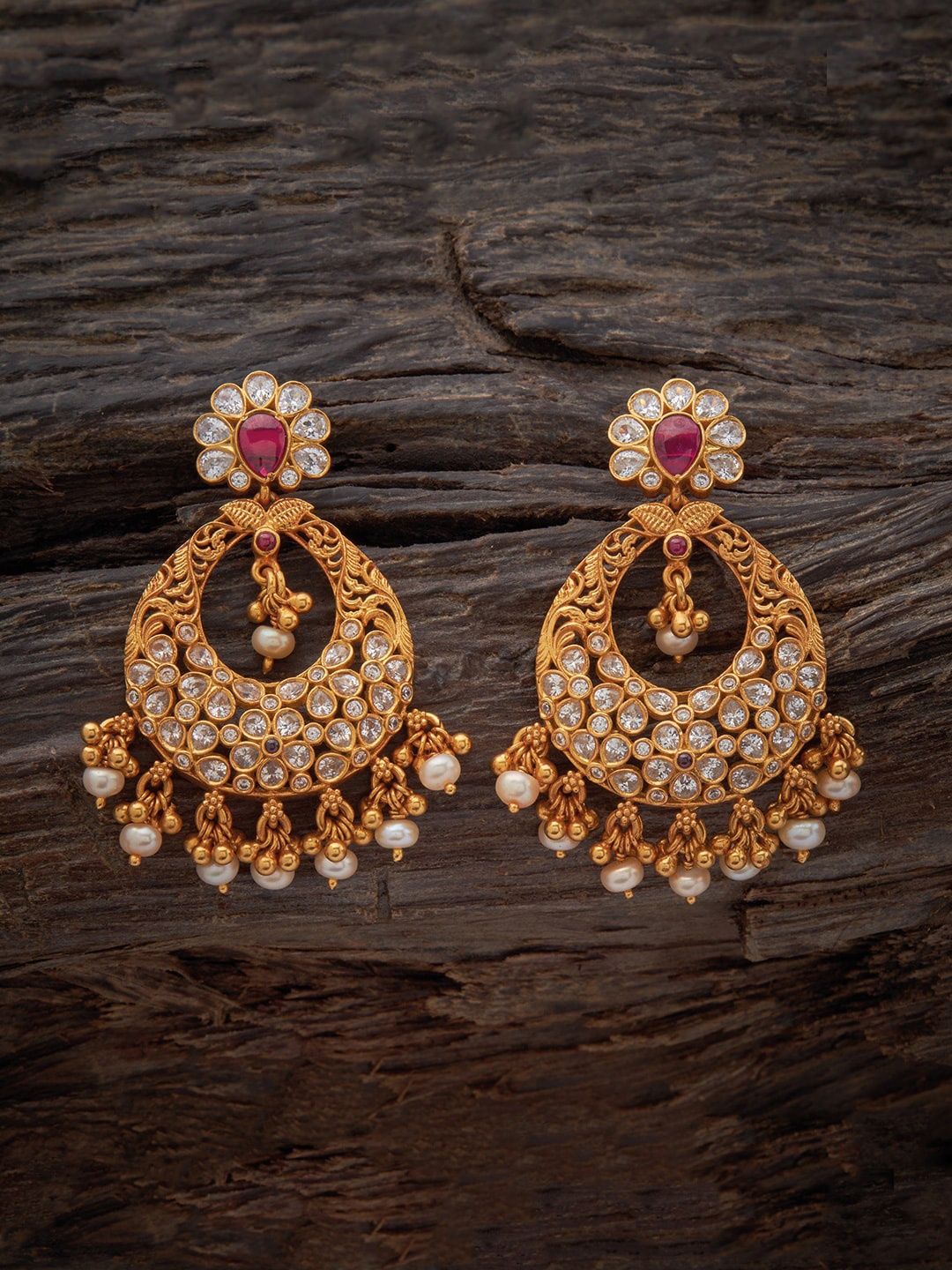 

Kushal's Fashion Jewellery Gold-Plated Silver Classic Chandbalis Earrings