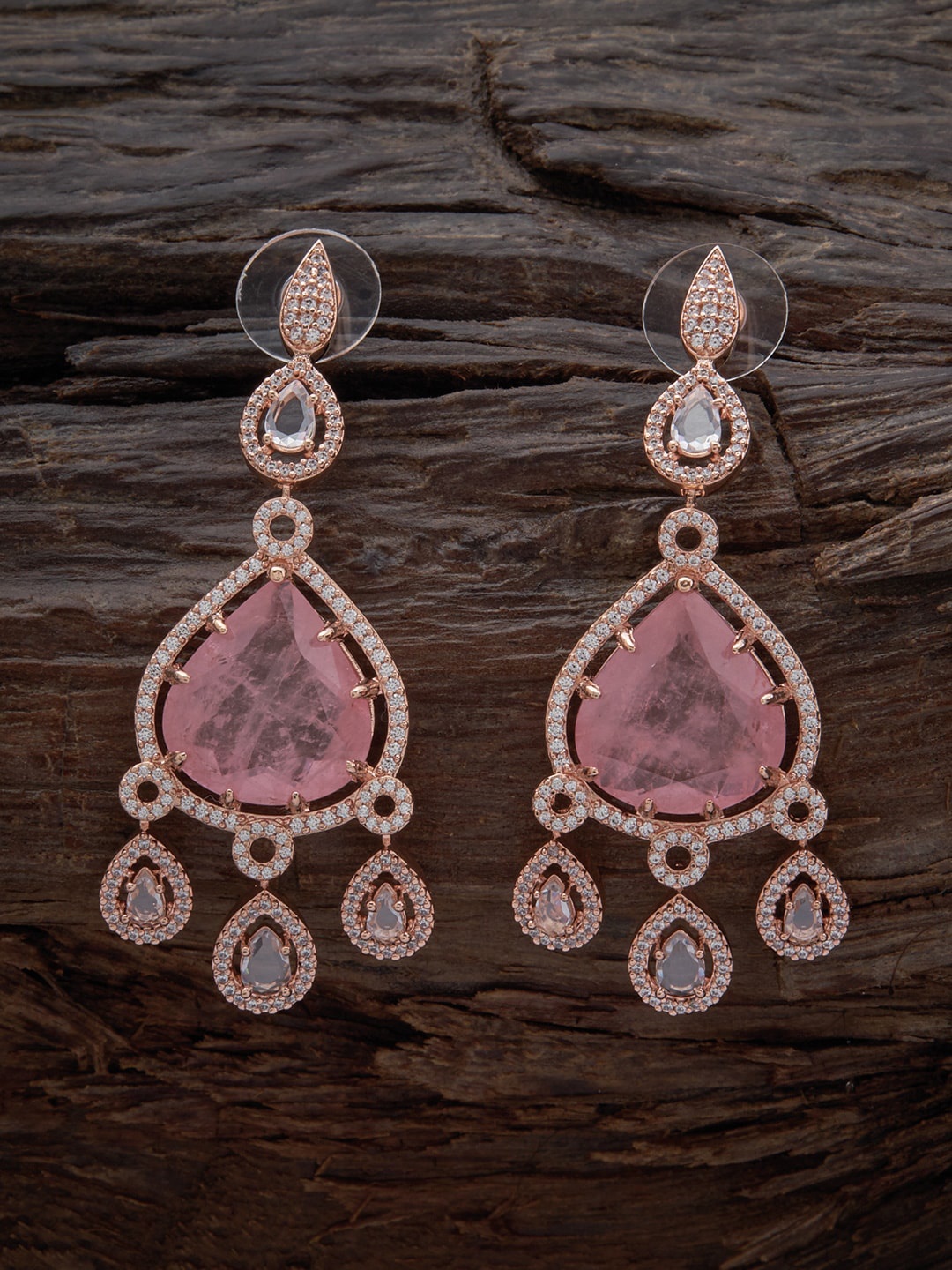 

Kushal's Fashion Jewellery Rose Gold-Plated Contemporary Drop Earrings, Pink