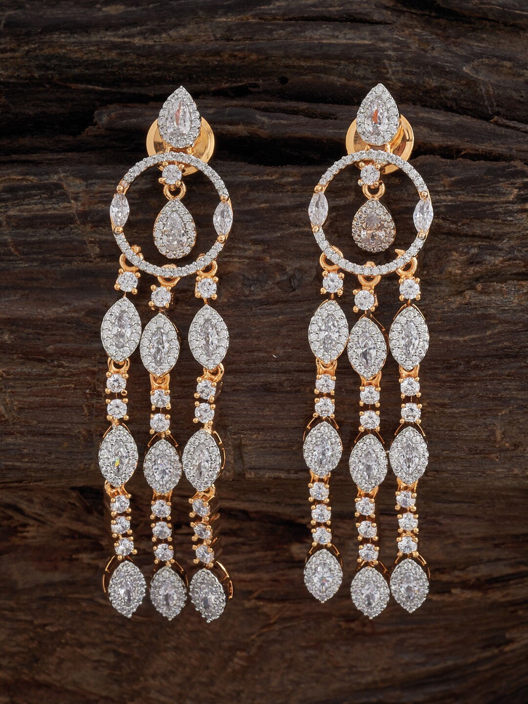 

Kushal's Fashion Jewellery Gold-Plated Contemporary Drop Earrings, White