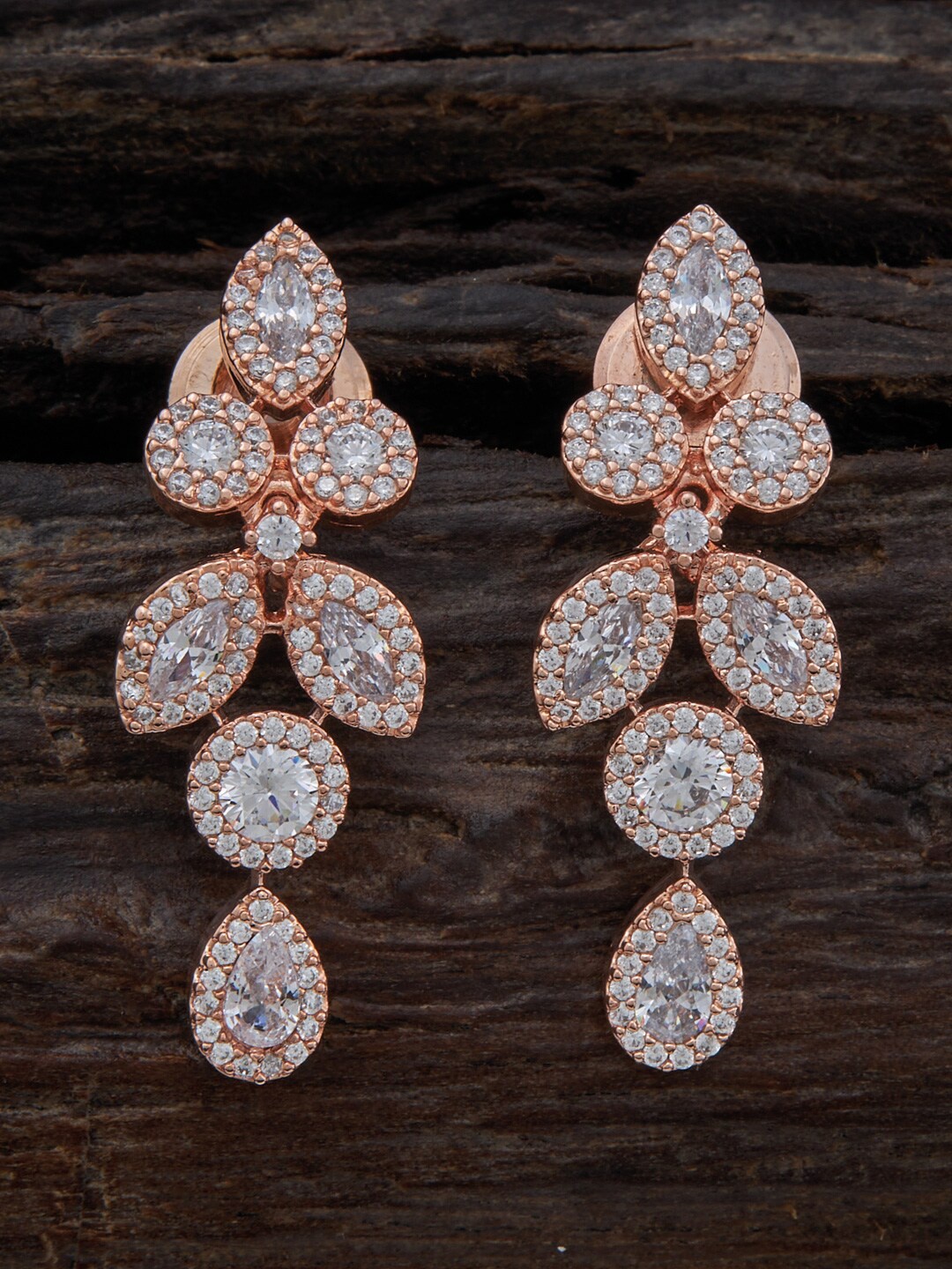 

Kushal's Fashion Jewellery Rose Gold-Plated Contemporary Drop Earrings, White