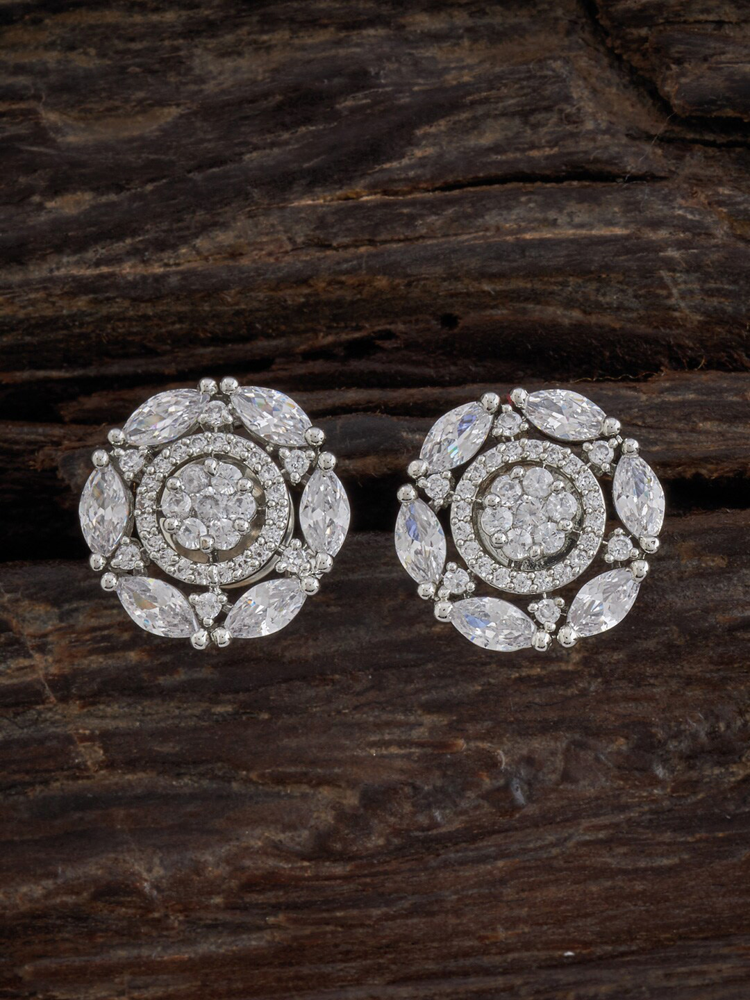 

Kushal's Fashion Jewellery Rhodium Plated Contemporary Studs Earrings, White
