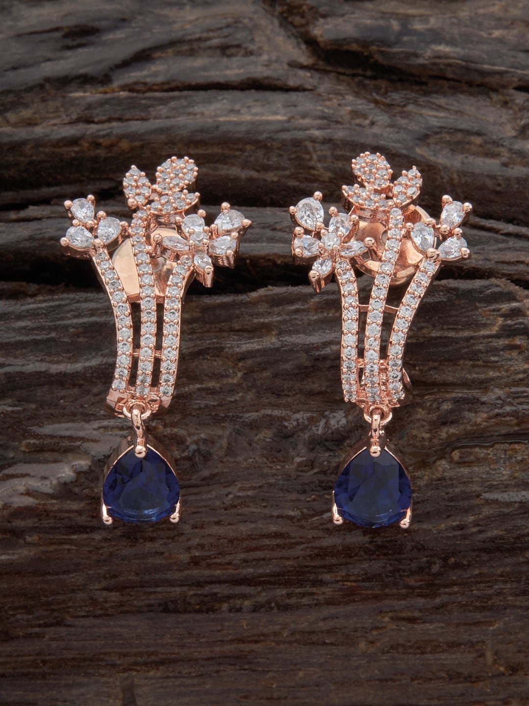 

Kushal's Fashion Jewellery Rose Gold-Plated Contemporary Drop Earrings, Blue