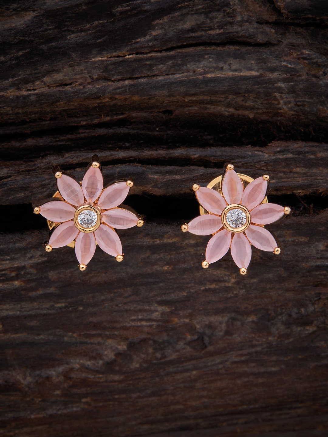 

Kushal's Fashion Jewellery Gold-Plated Floral Studs Earrings, Pink