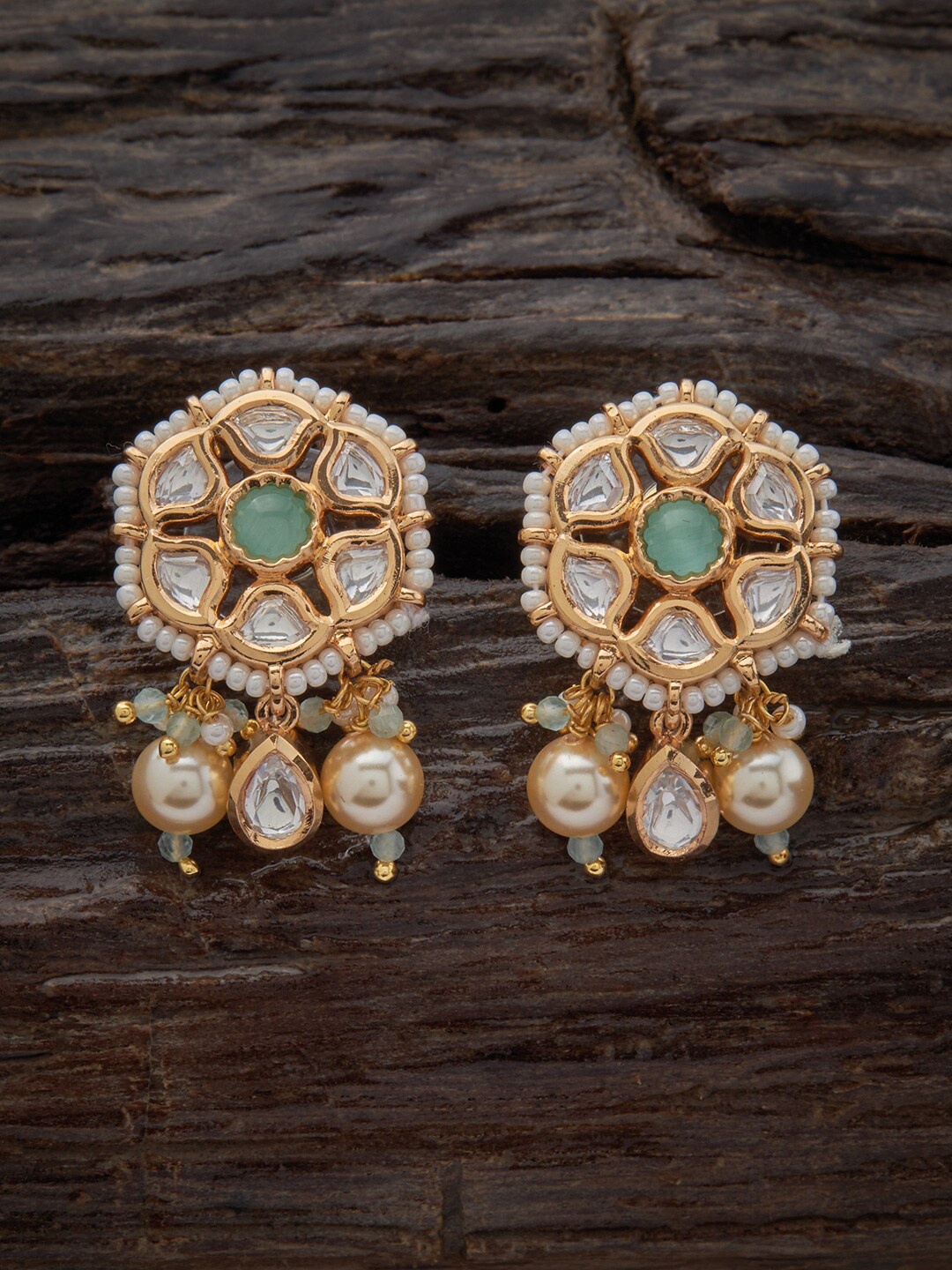 

Kushal's Fashion Jewellery Gold-Plated Contemporary Studs Earrings, Sea green