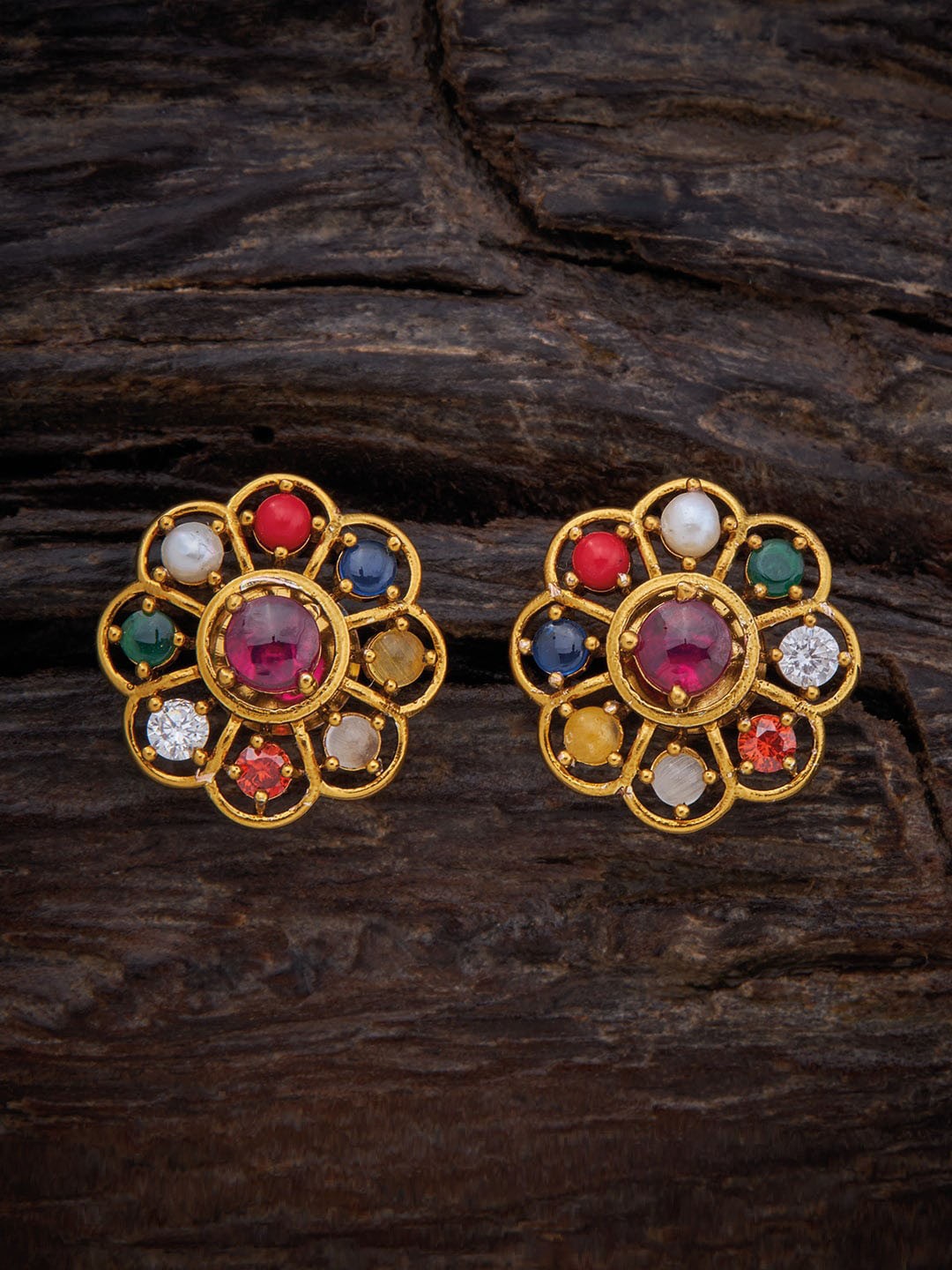 

Kushal's Fashion Jewellery Gold-Plated Classic Studs Earrings, Multi