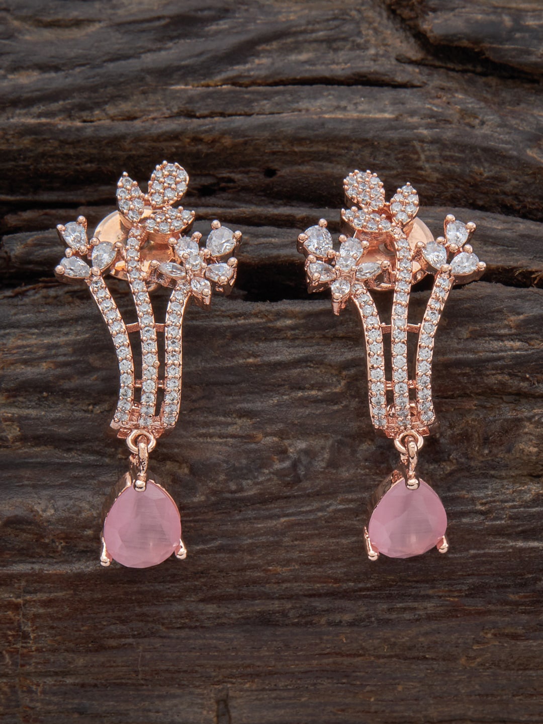 

Kushal's Fashion Jewellery Rose Gold-Plated Contemporary Drop Earrings, Pink