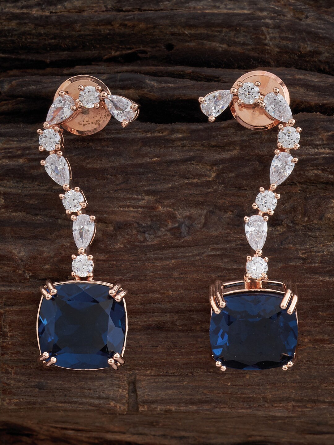 

Kushal's Fashion Jewellery Rose Gold-Plated Contemporary Drop Earrings, Blue