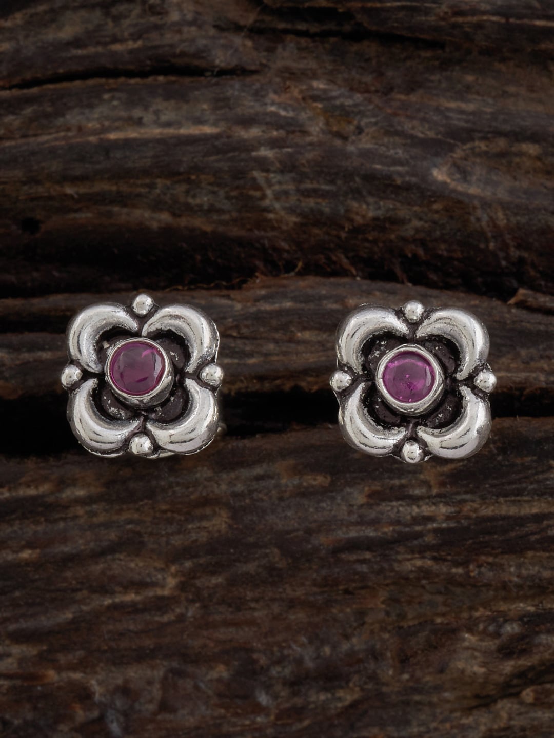 

Kushal's Fashion Jewellery Rhodium-Plated Contemporary Studs Earrings, Pink