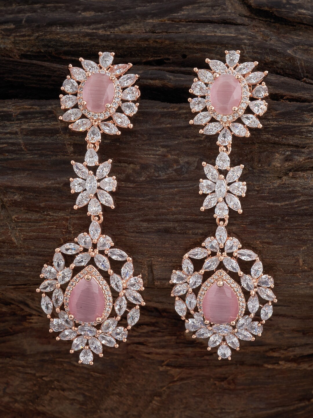 

Kushal's Fashion Jewellery Rose Gold-Plated Contemporary Drop Earrings, Pink