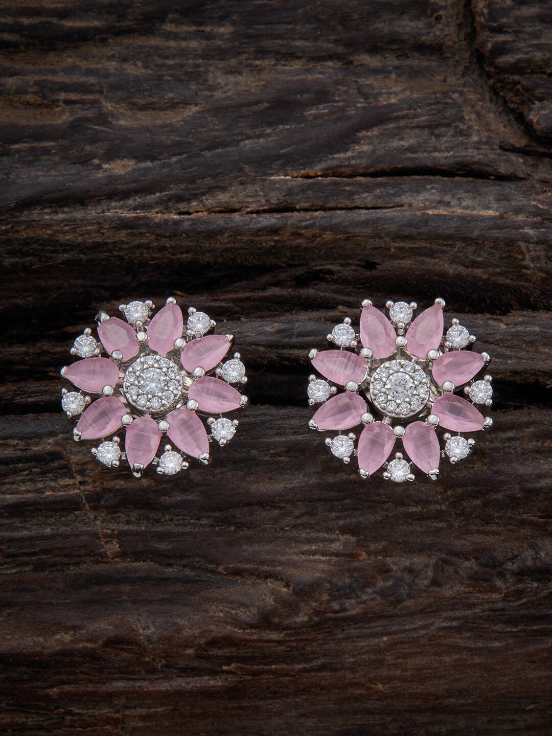 

Kushal's Fashion Jewellery Rhodium Plated Contemporary Studs Earrings, Pink