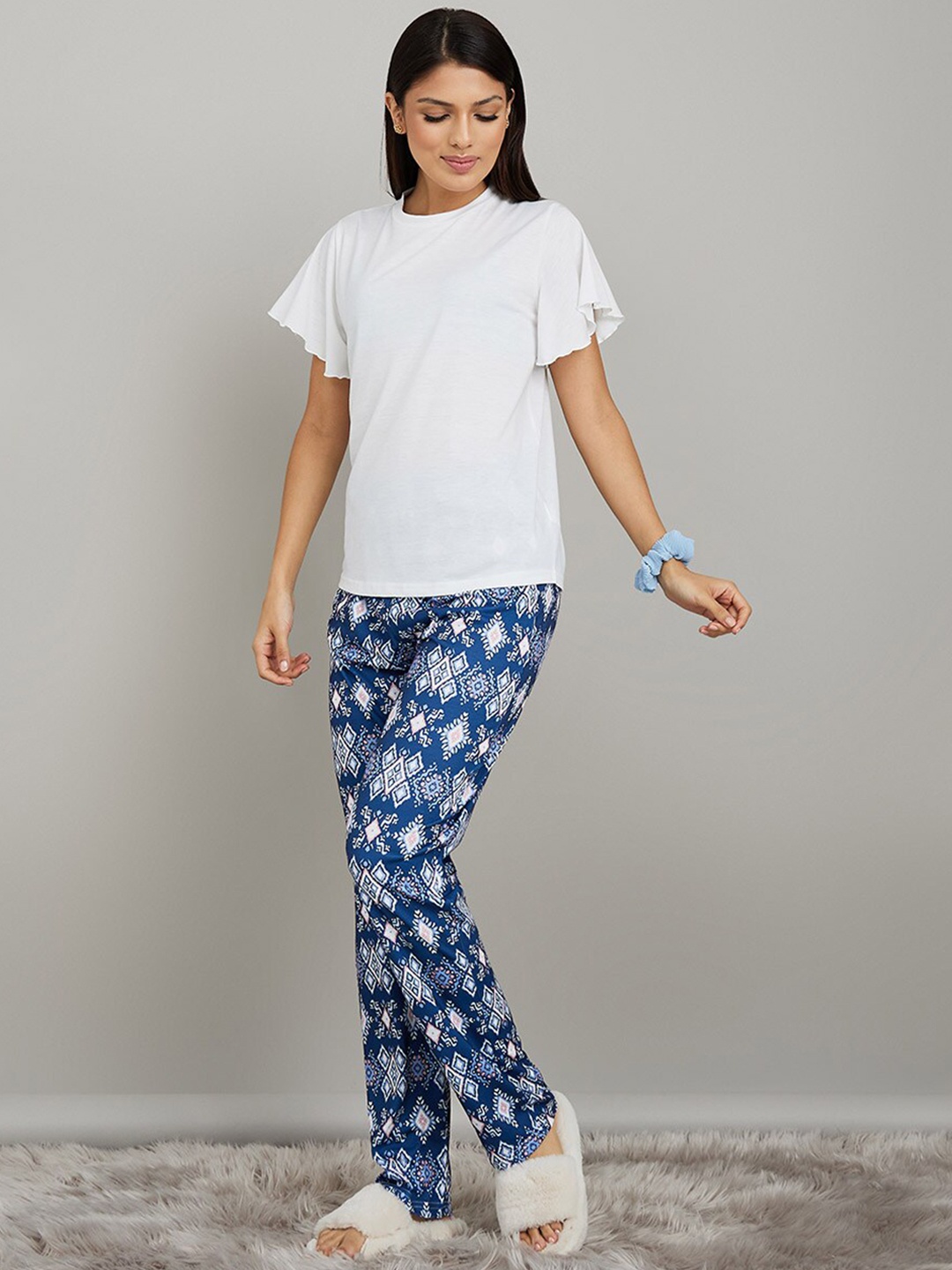 

Styli Women Printed Night suit, White