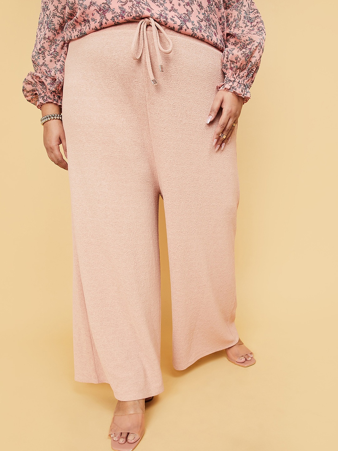 

max Women Plus Size Mid Rise Straight Leg Palazzos, Peach